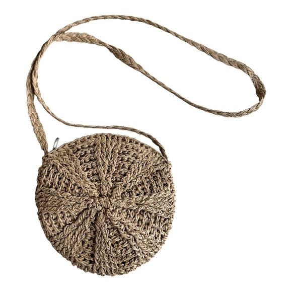 Raffia Straw Circle Small Crossbody Bag Bohemian Festival - Picture 1 of 9